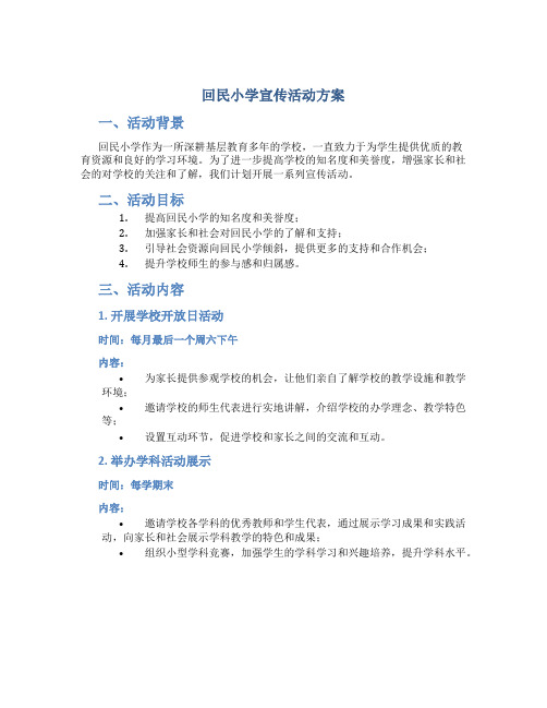 回民小学宣传活动方案