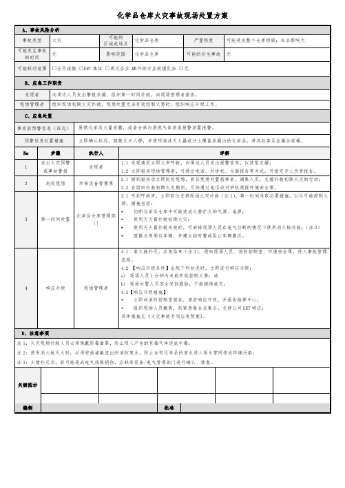 化学品仓库火灾事故现场处置方案模板