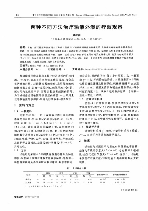 两种不同方法治疗输液外渗的疗效观察