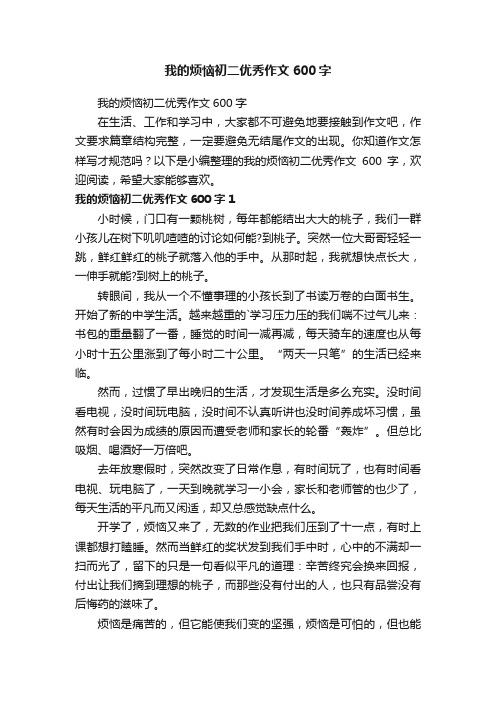 我的烦恼初二优秀作文600字