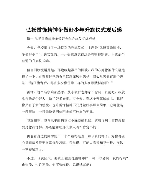 弘扬雷锋精神争做好少年升旗仪式观后感