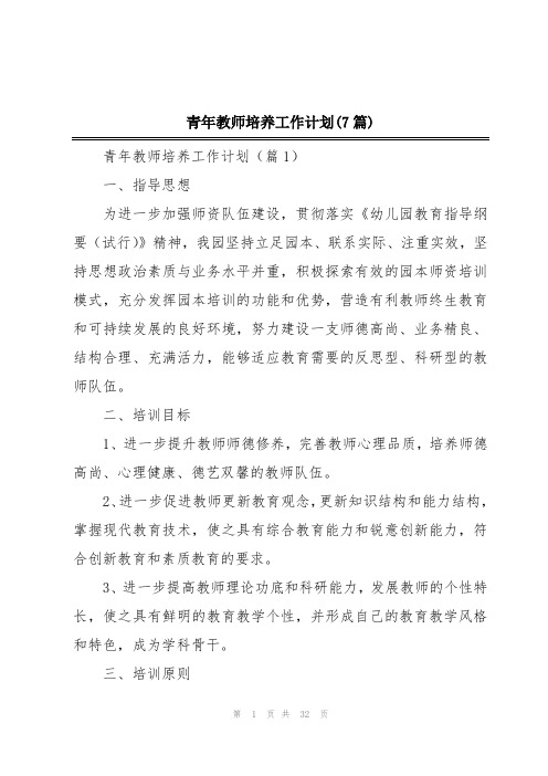 青年教师培养工作计划(7篇)