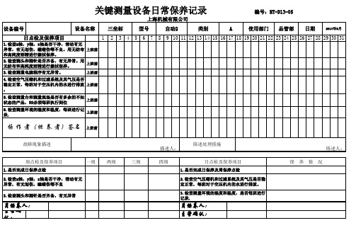 测量设备保养点检记录表