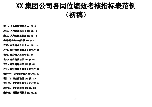 关键工作指标考核表范例