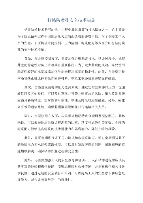 打钻防喷孔安全技术措施