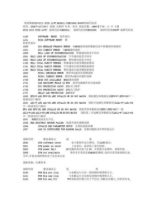 奥的斯OTISXIZI OTIS 21VF MCS321 TOEC2000 300VF故障代码表1