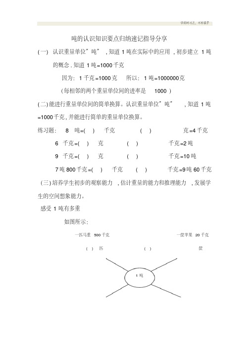 吨的认识知识要点归纳速记指导分享