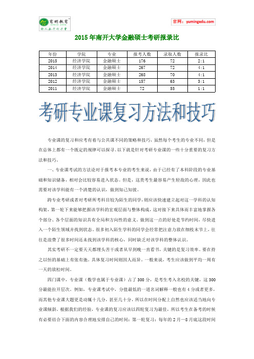 2015年南开大学金融硕士考研报录比