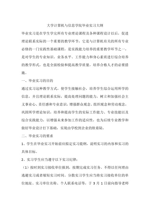 大学计算机与信息学院毕业实习大纲