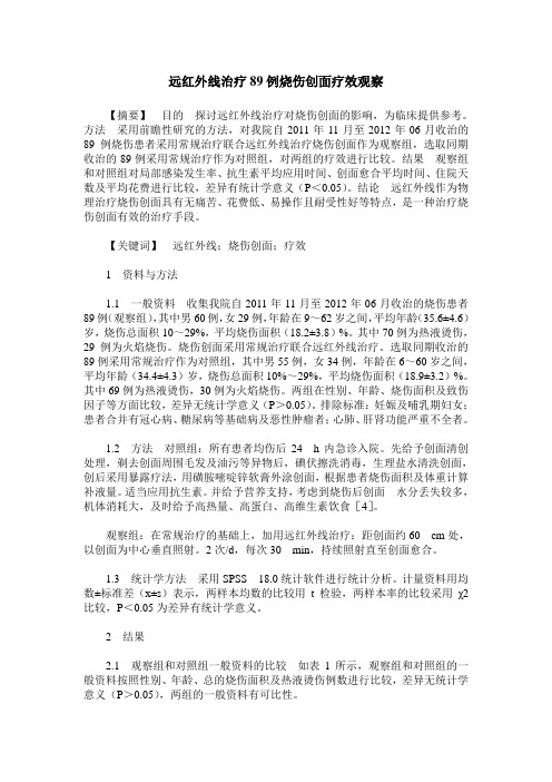 远红外线治疗89例烧伤创面疗效观察