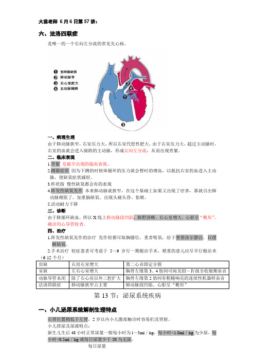 2011年第57讲-儿科学：泌尿系统疾病-内分泌系统疾病笔记