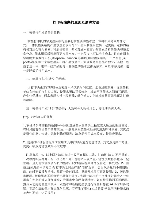 打印头堵塞的原因及清洗方法