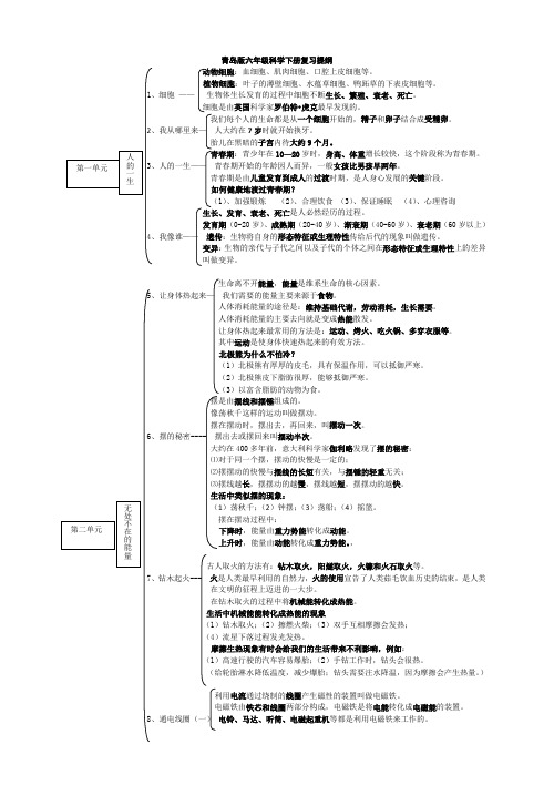 六年级下册科学提纲