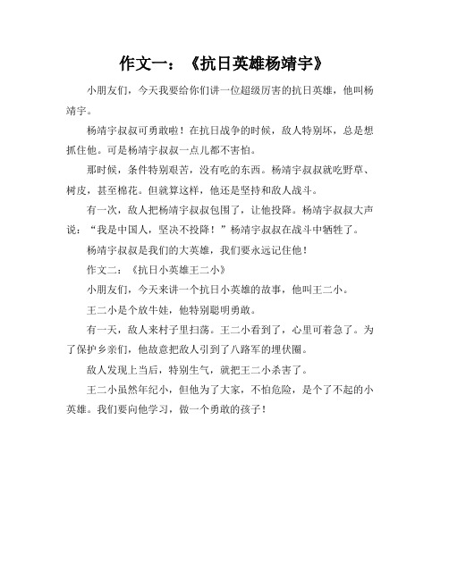 介绍一个抗日英雄,不限字数的作文