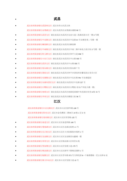 武汉农商行网点大全【范本模板】