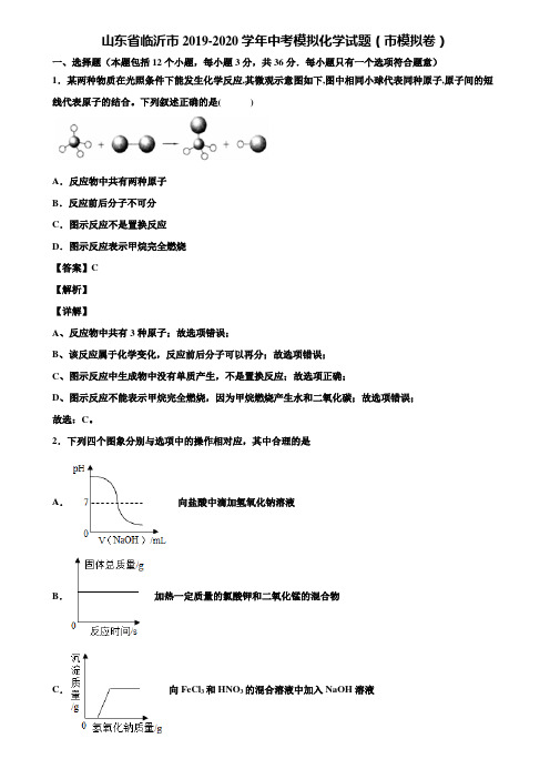 山东省临沂市2019-2020学年中考模拟化学试题(市模拟卷)含解析