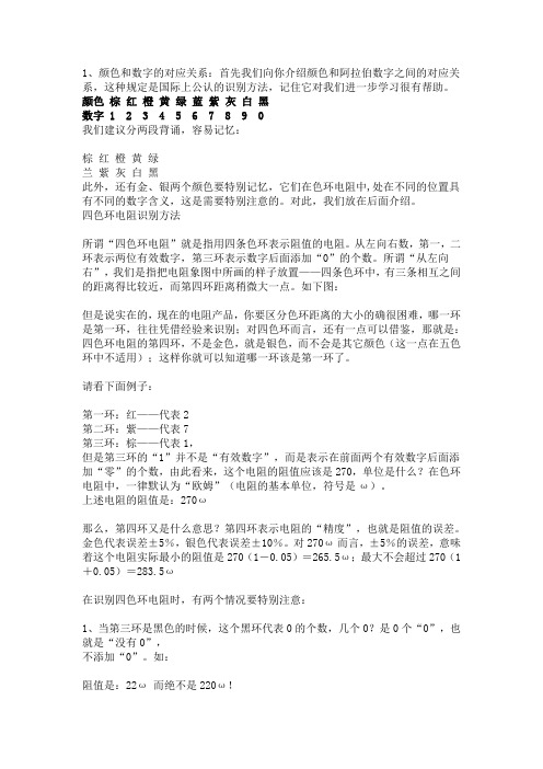 色环电阻大小的识别