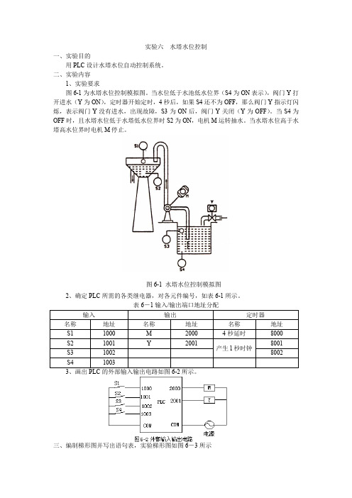 实验六 水塔水位控制指导书