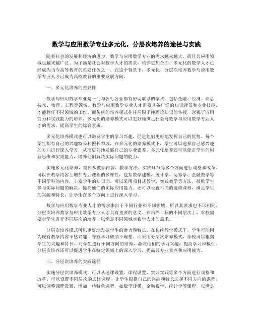 数学与应用数学专业多元化,分层次培养的途径与实践