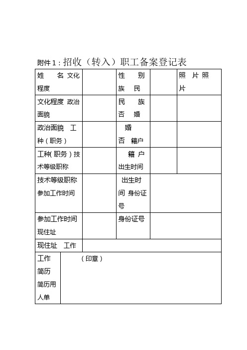 人事部员工备案表