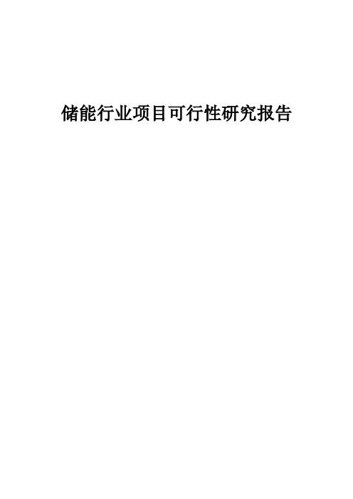 储能行业项目可行性研究报告