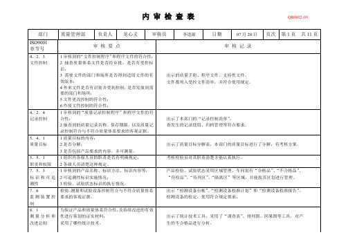 内审检查表