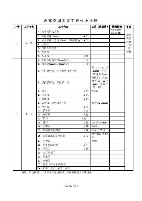 志高空调安装工艺作业指导