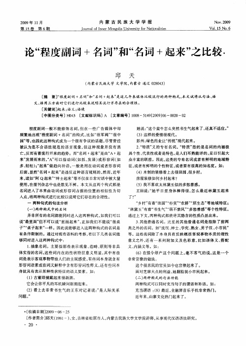 论“程度副词+名词”和“名词+起来”之比较