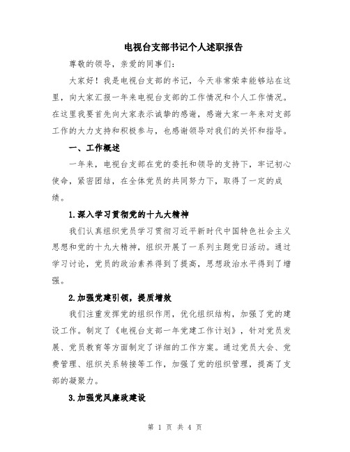 电视台支部书记个人述职报告