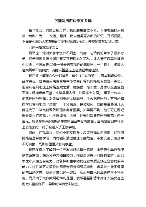 沉迷网络游戏作文5篇