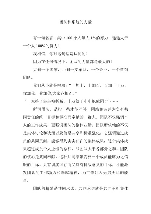 团队和系统的力量