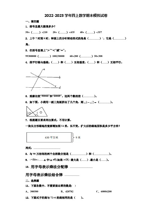 2022-2023学年阿克苏地区数学四上期末调研模拟试题含解析