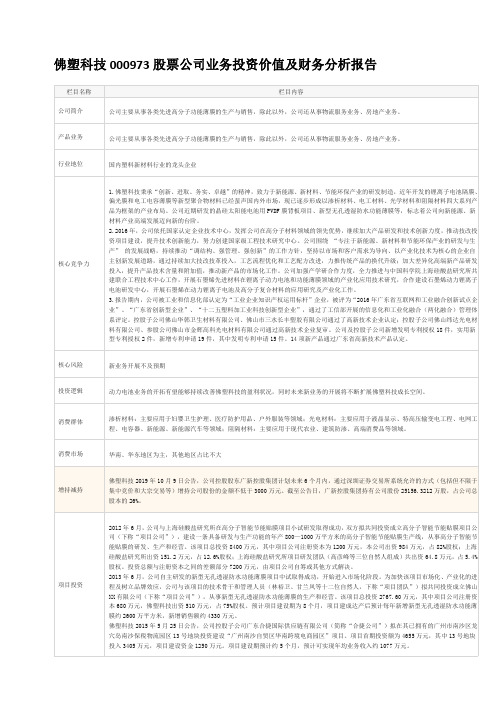 佛塑科技000973股票公司业务投资价值及财务分析报告