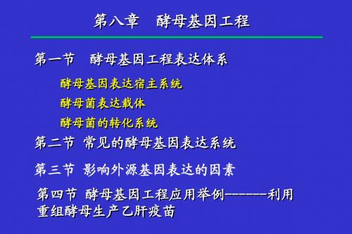 第8章 酵母基因工程   基因工程原理与技术   刘志国 课件