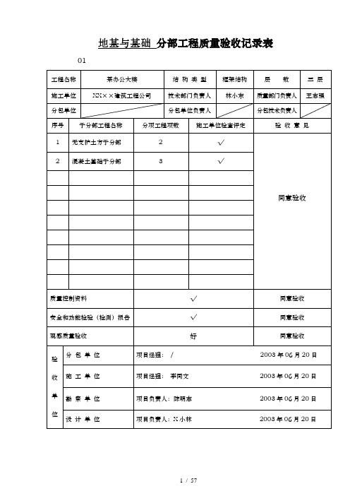 地基与基础分部工程质量验收记录表