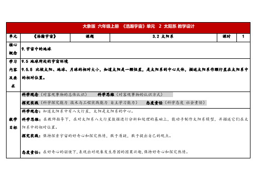 2024年大象版六年级科学上册 3.2 太阳系 (教案) 