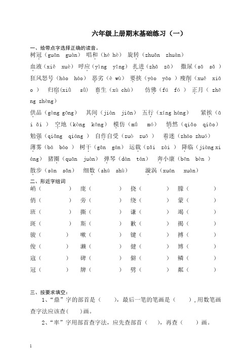 【最新】部编人教版六年级语文上册：期末词语复习(一).doc