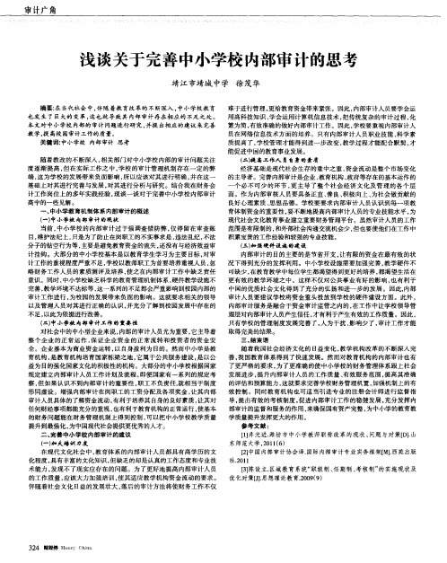 浅谈关于完善中小学校内部审计的思考