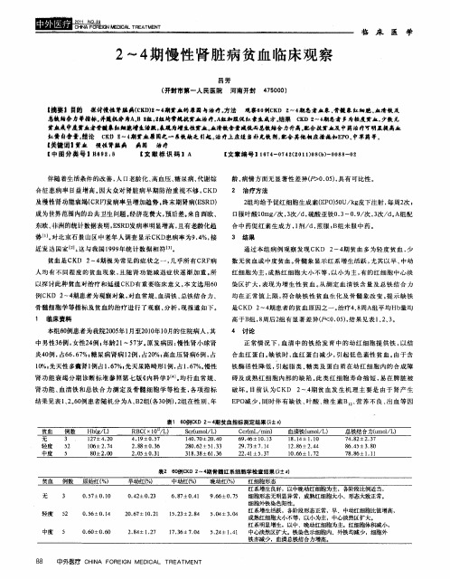 2～4期慢性肾脏病贫血临床观察