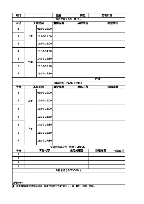 工作日志完美模板Excel