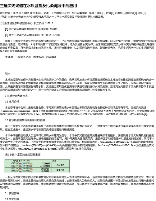 三维荧光光谱在水质监测及污染溯源中的应用