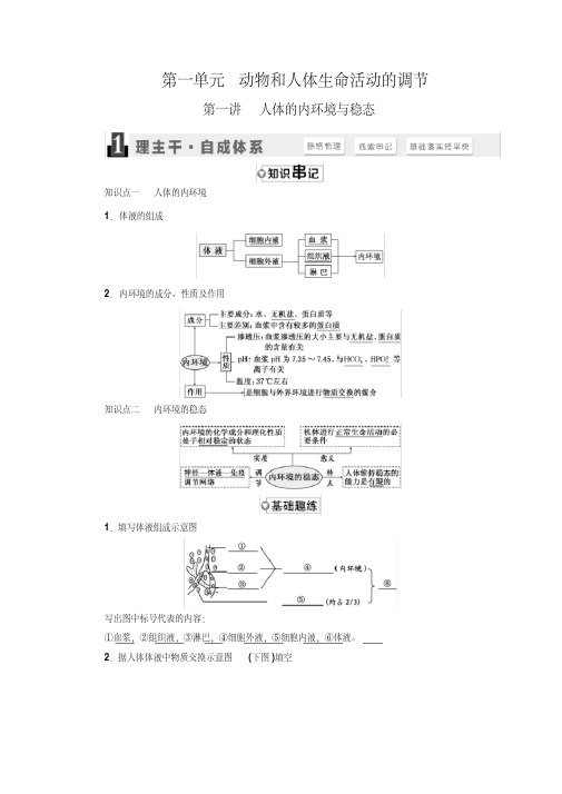 高考生物一轮复习人教版人体的内环境与稳态教案.docx