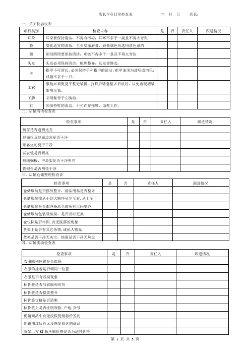 日常查检表