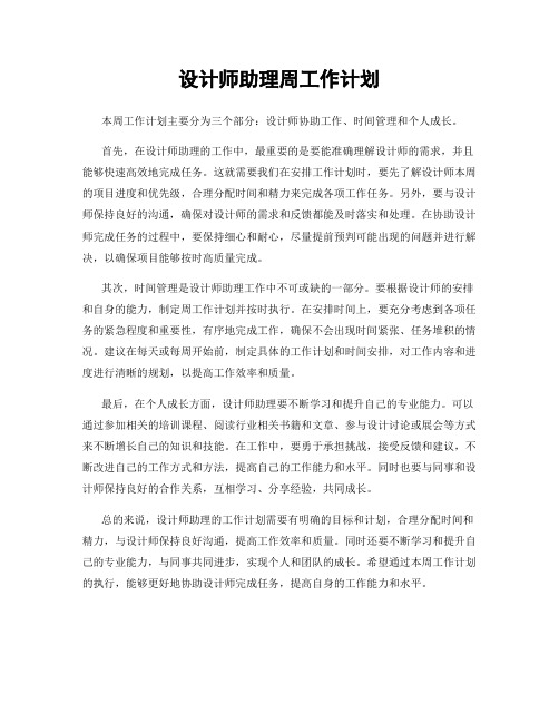 设计师助理周工作计划