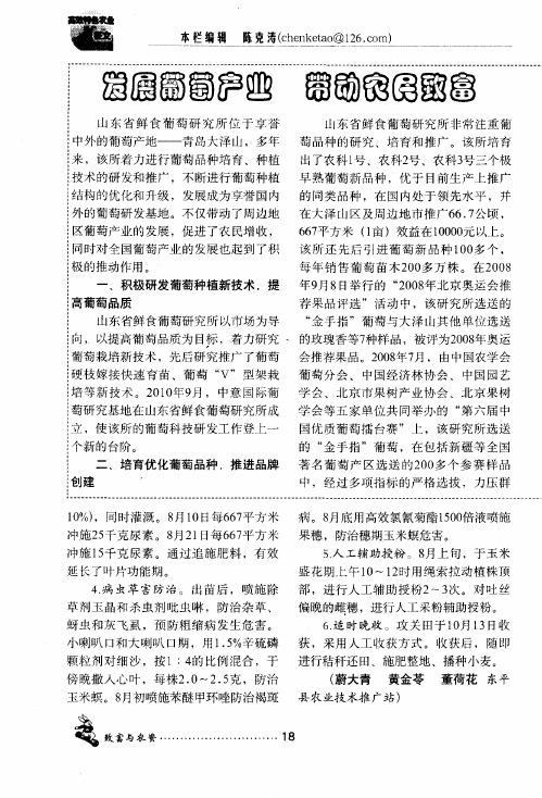 发展葡萄产业 带动农民致富