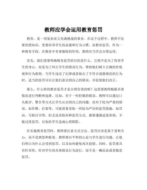 教师应学会运用教育惩罚