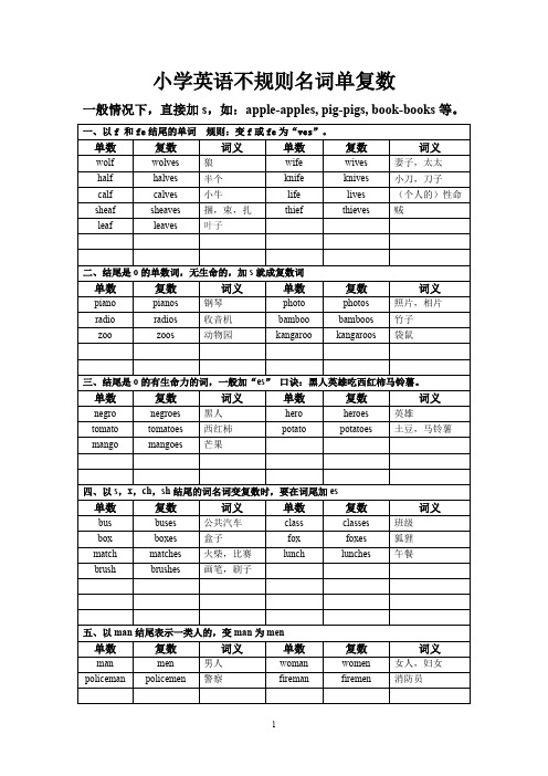 (完整版)名词单复数总结,推荐文档