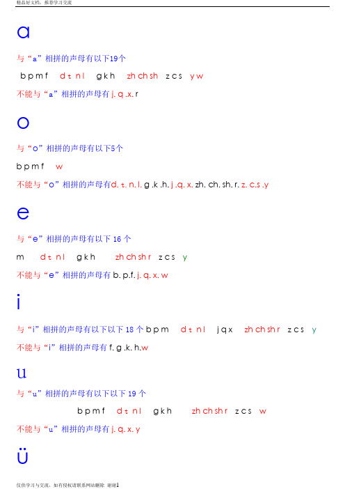 最新声母与韵母相拼