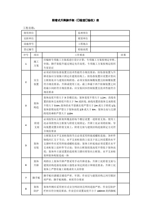 附着式升降脚手架检查验收表