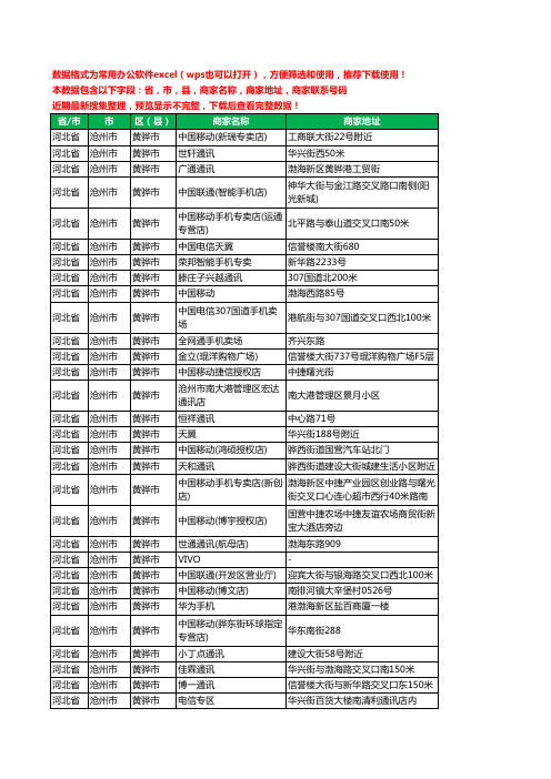 2020新版河北省沧州市黄骅市手机店工商企业公司商家名录名单联系电话号码地址大全187家